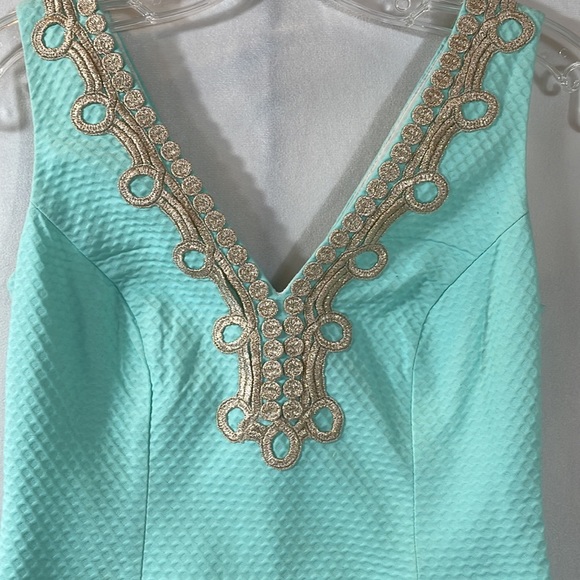 Lilly Pulitzer Dress size 00 Aqua with Gold embellishment - Picture 4 of 12